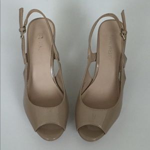 Nine West Nude Slingback Peep-toe Heels, Size 6
